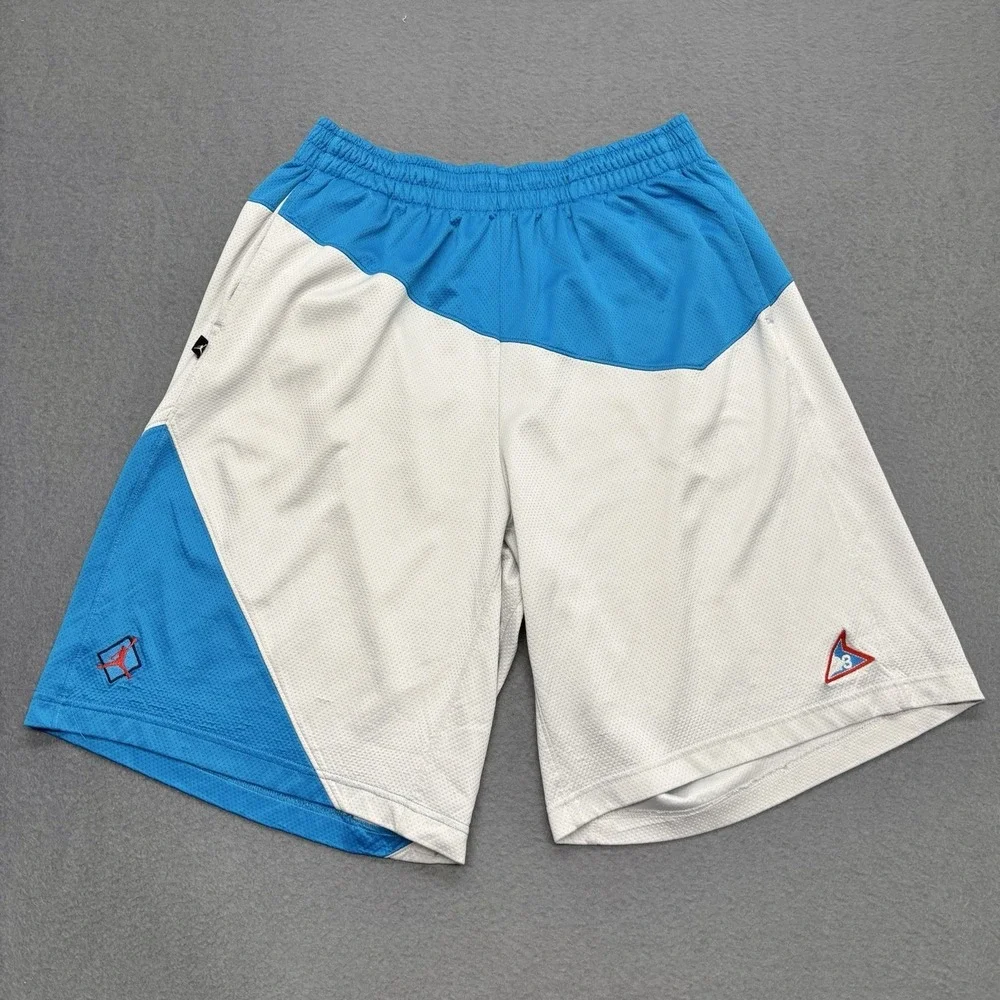 VTG Air Jordan Flying Mesh Basketball Shorts Mens XL Blue White Baggy Y2K Retro